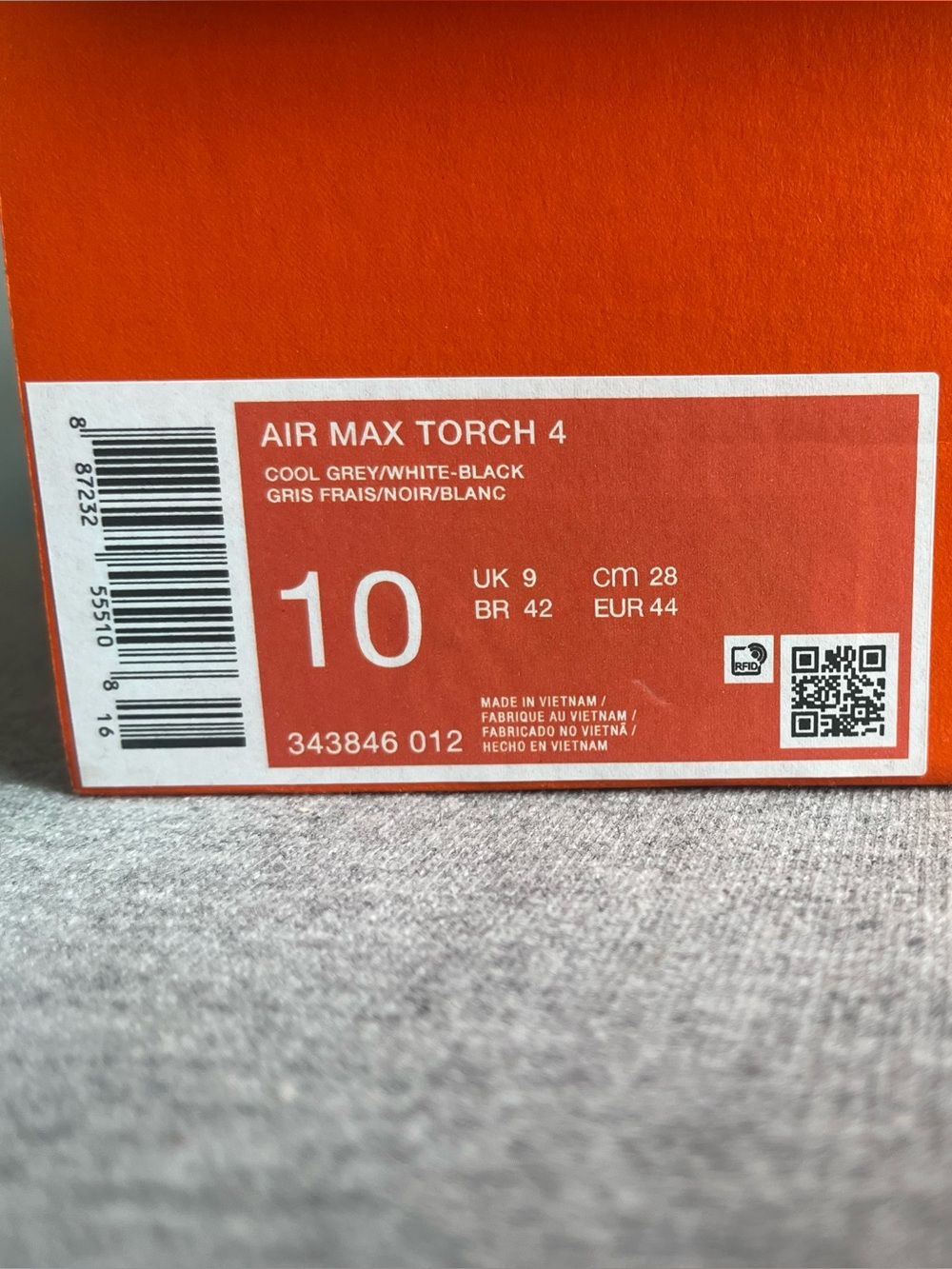 Nike Air Max Torch 4 Cool Grey White Black Athletic Men Shoes Size 10 343846-012 - Picture 11 of 12